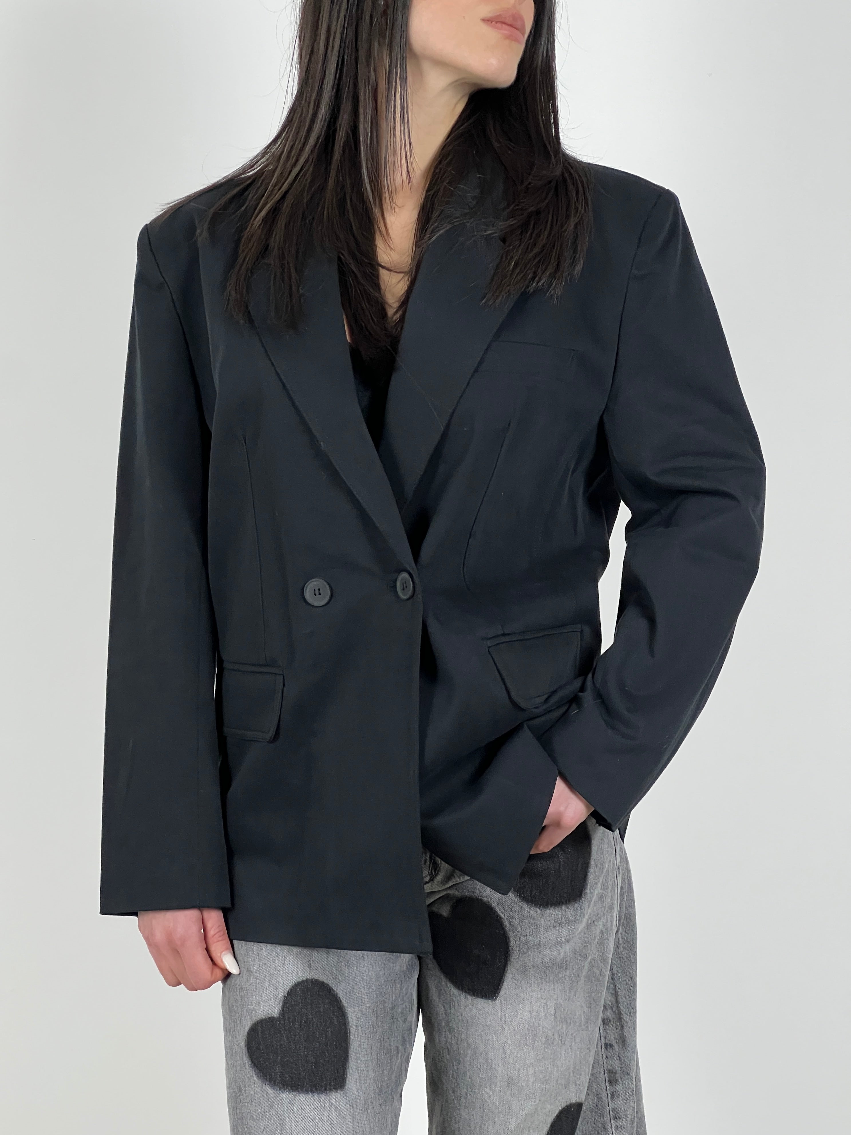 Blazer in bull di cotone by Lumina col. Nero