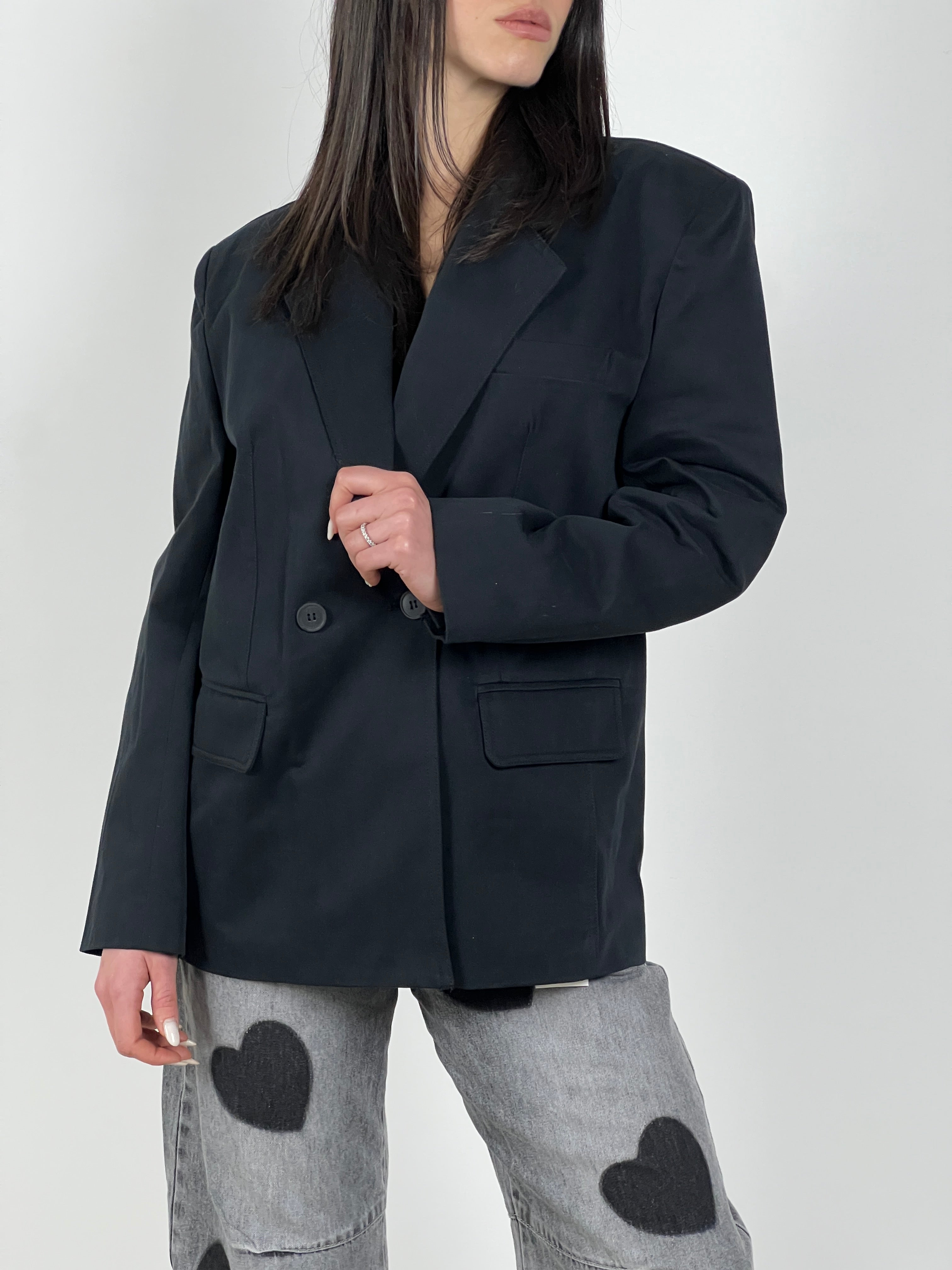 Blazer in bull di cotone by Lumina col. Nero