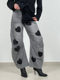 Jeans Barrel stampa cuori col. Grigio