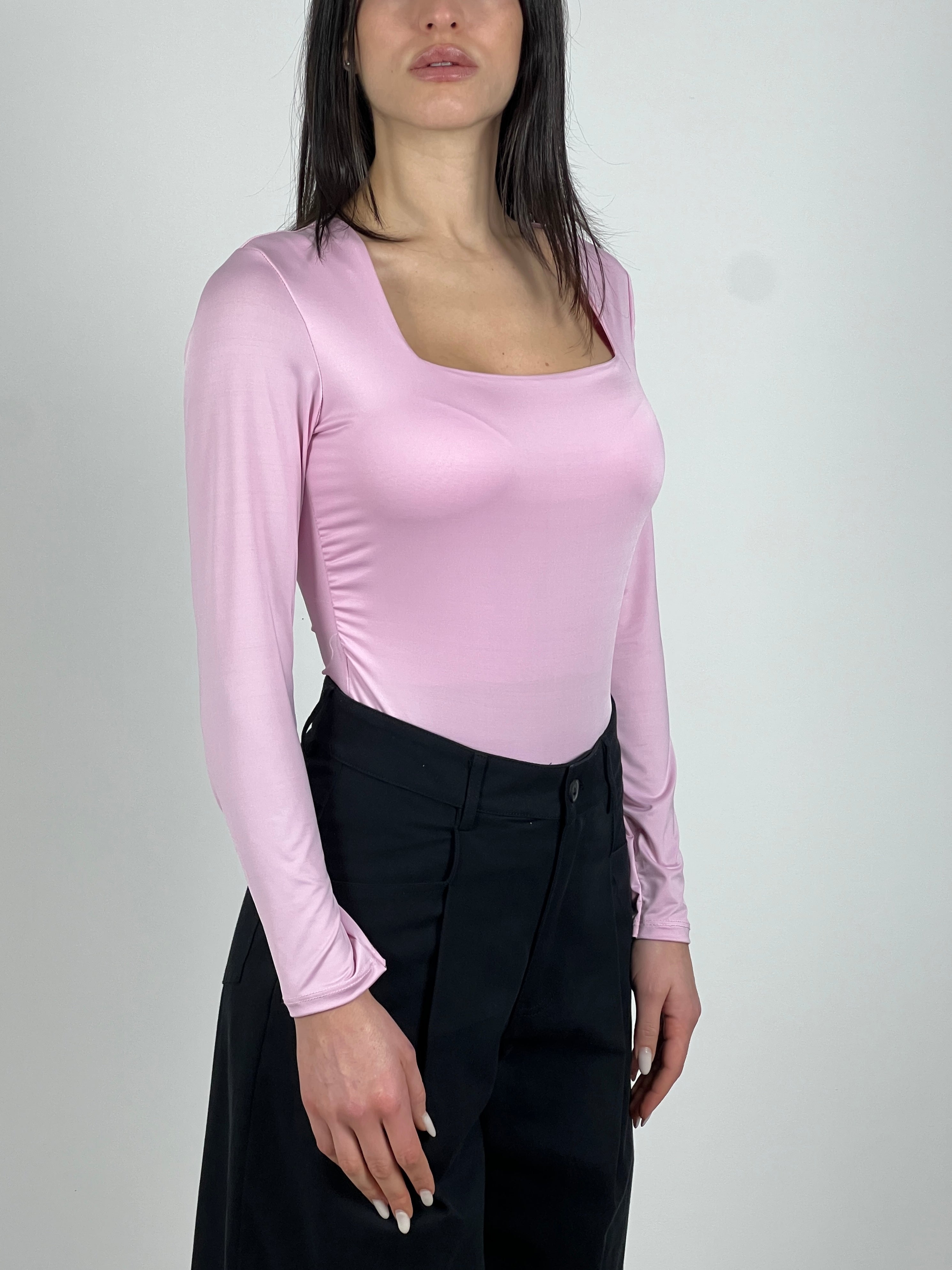 Body elasticizzato basic col. Rosa