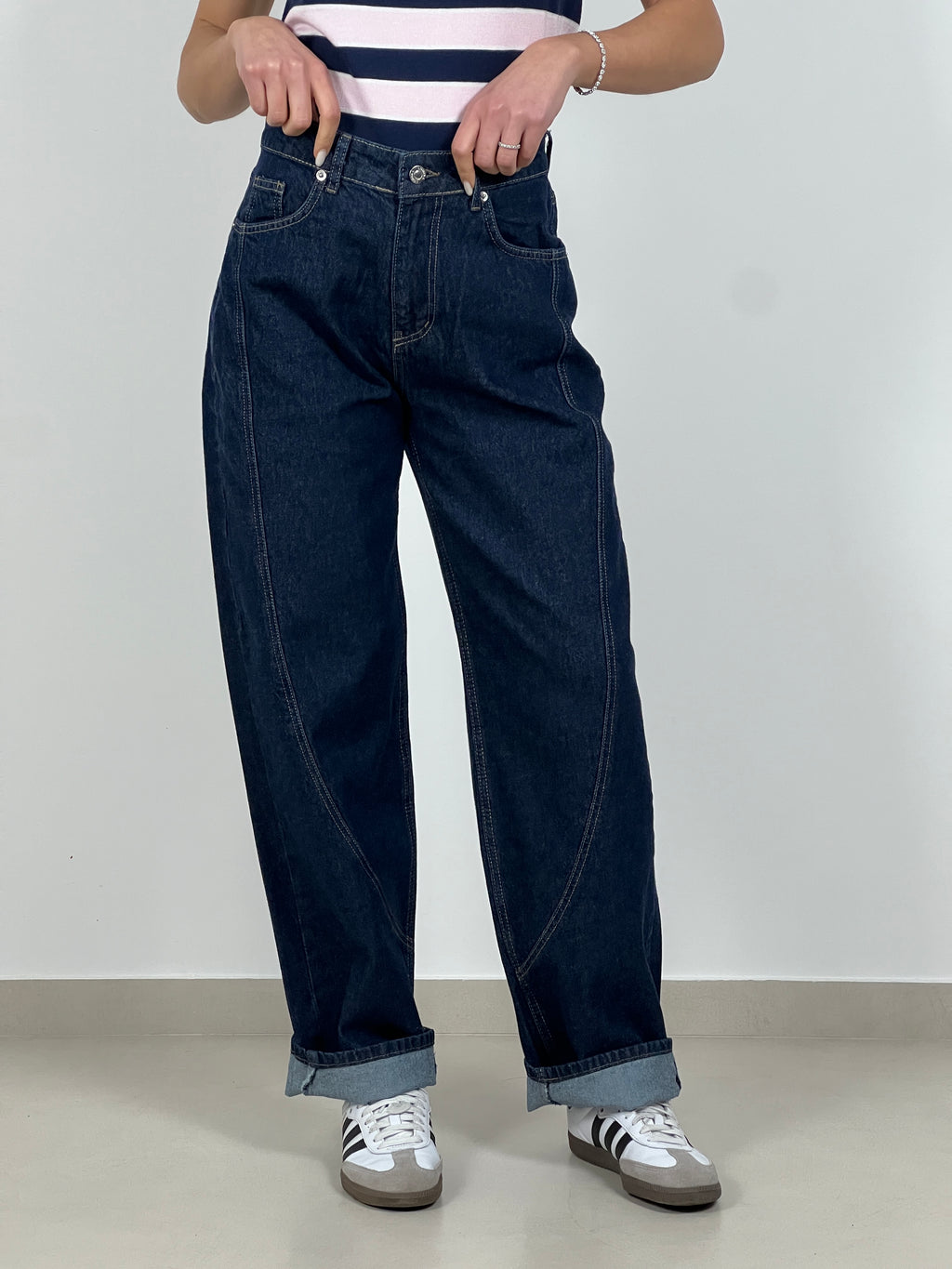 Jeans cucitura a scivolo by Lumina col. Denim scuro