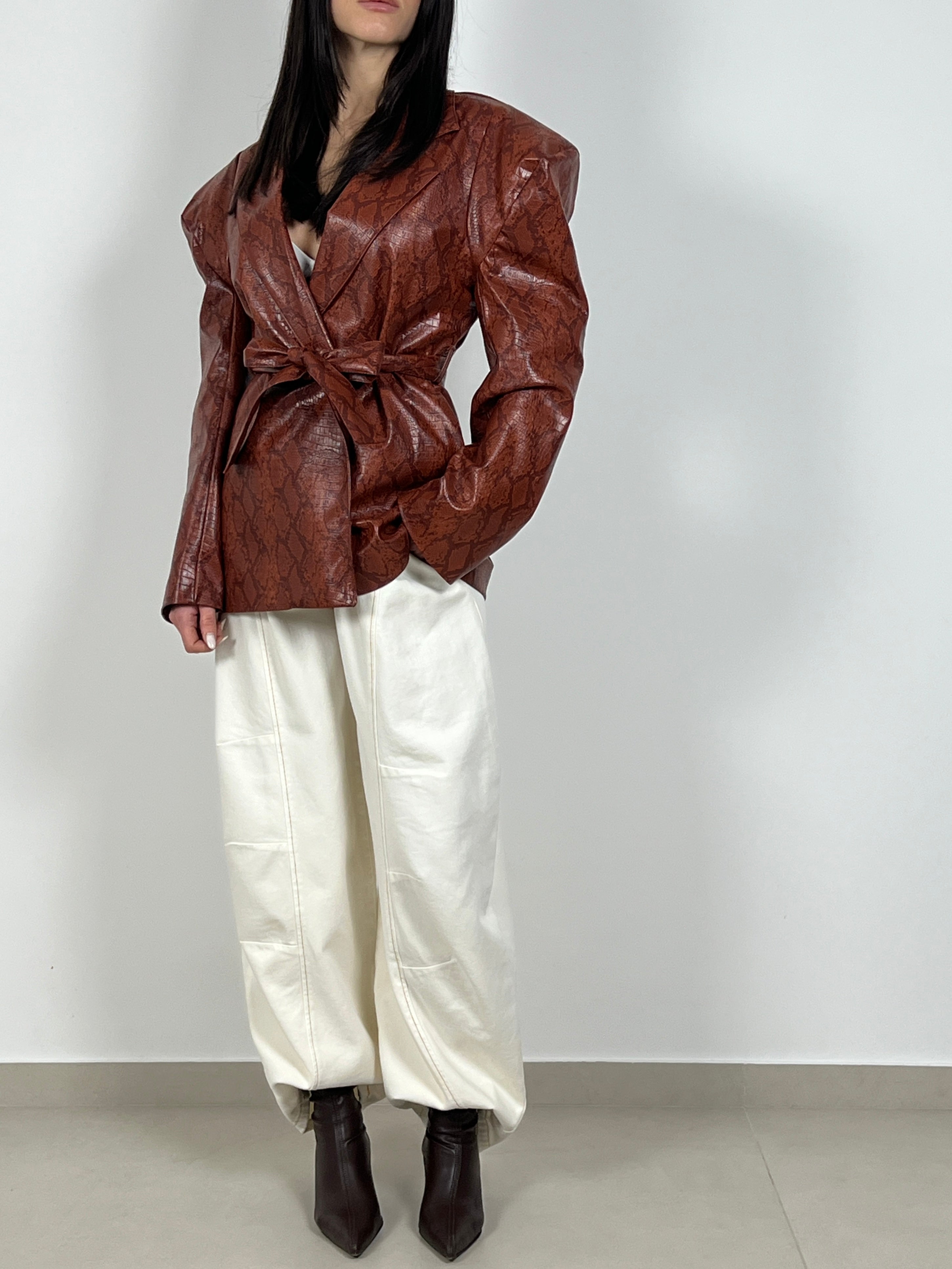 Jeans Barrel con elastico in vita col. Panna