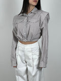 Camicia a righe spallina imbottita col. Beige