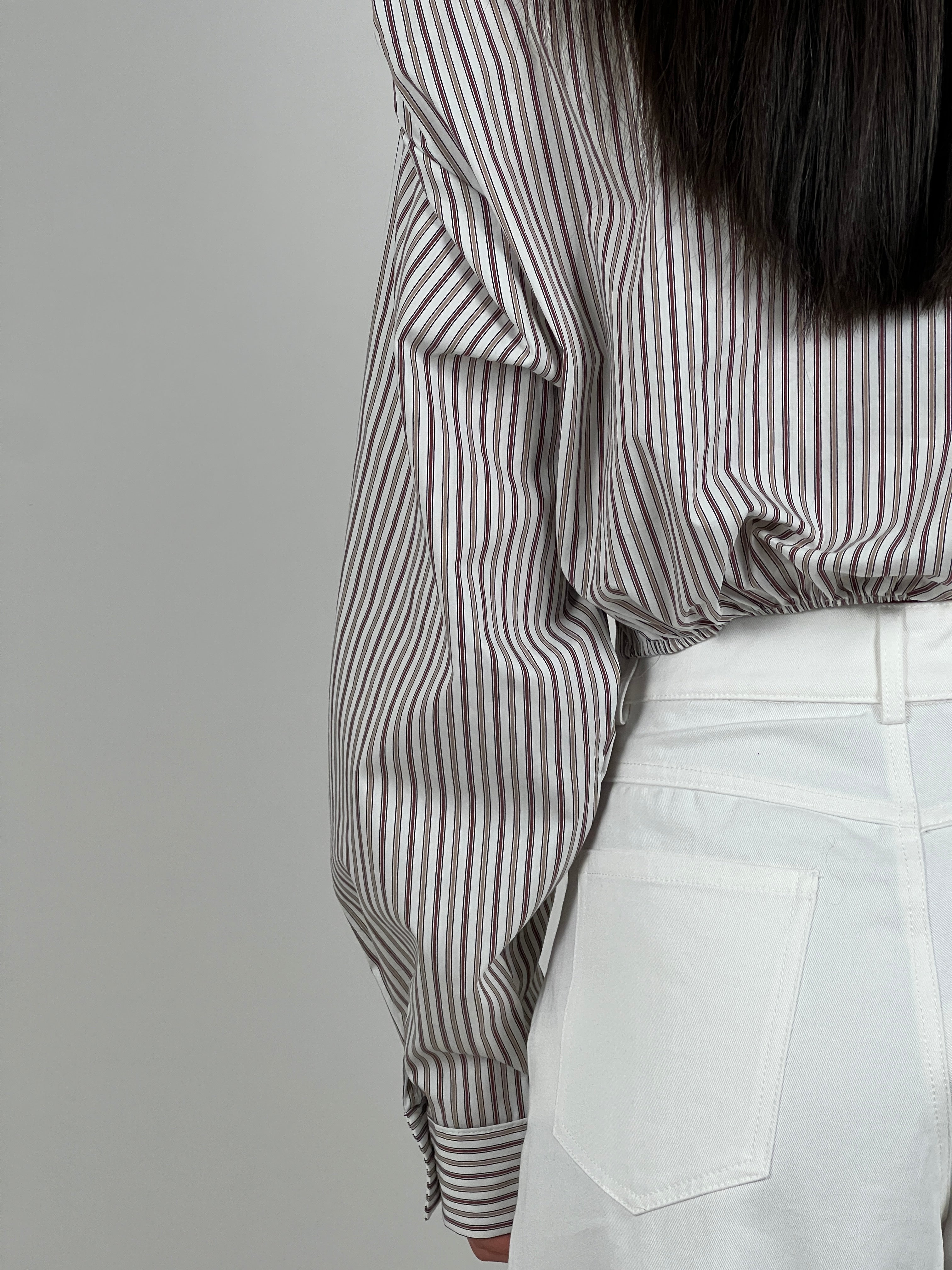 Camicia a righe spallina imbottita col. Beige