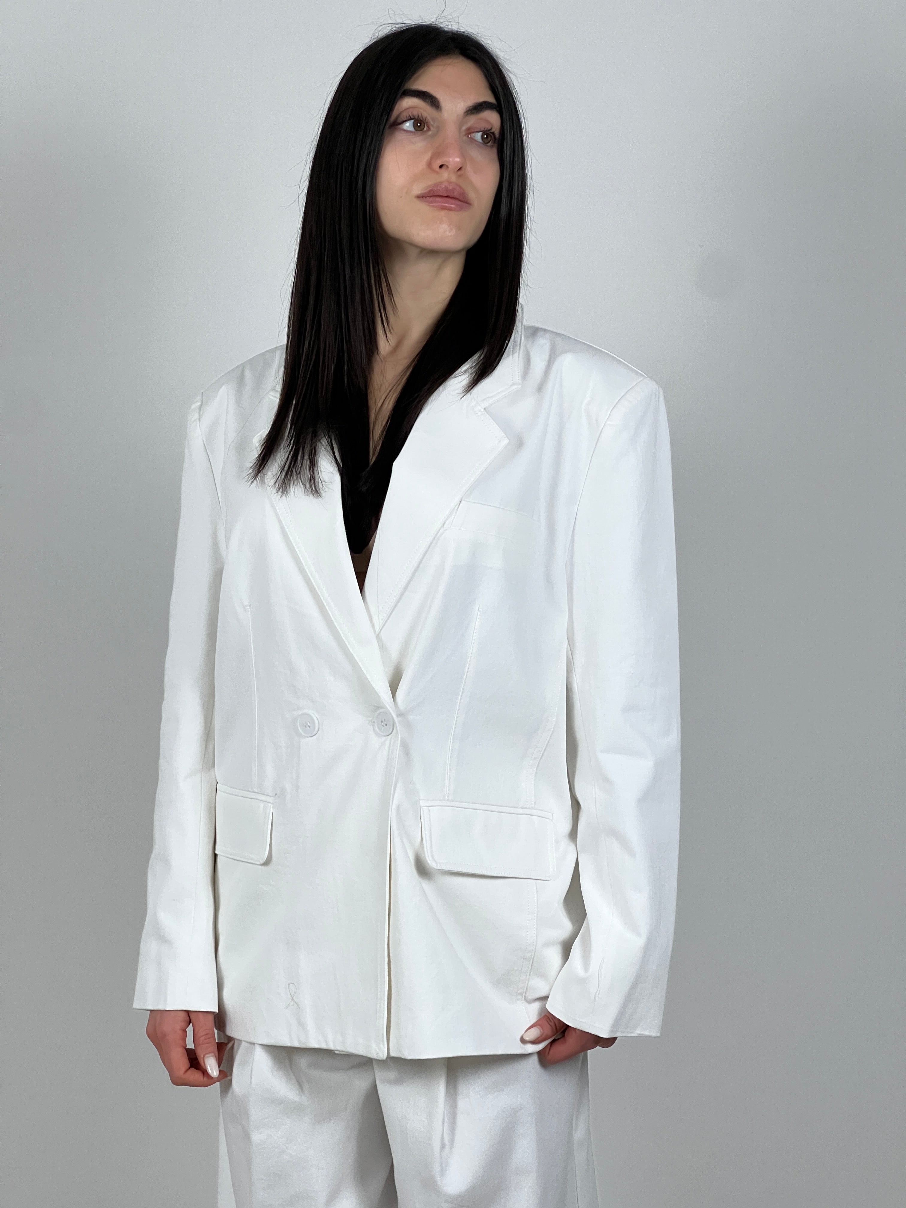 Blazer in bull di cotone by Lumina col. Bianco