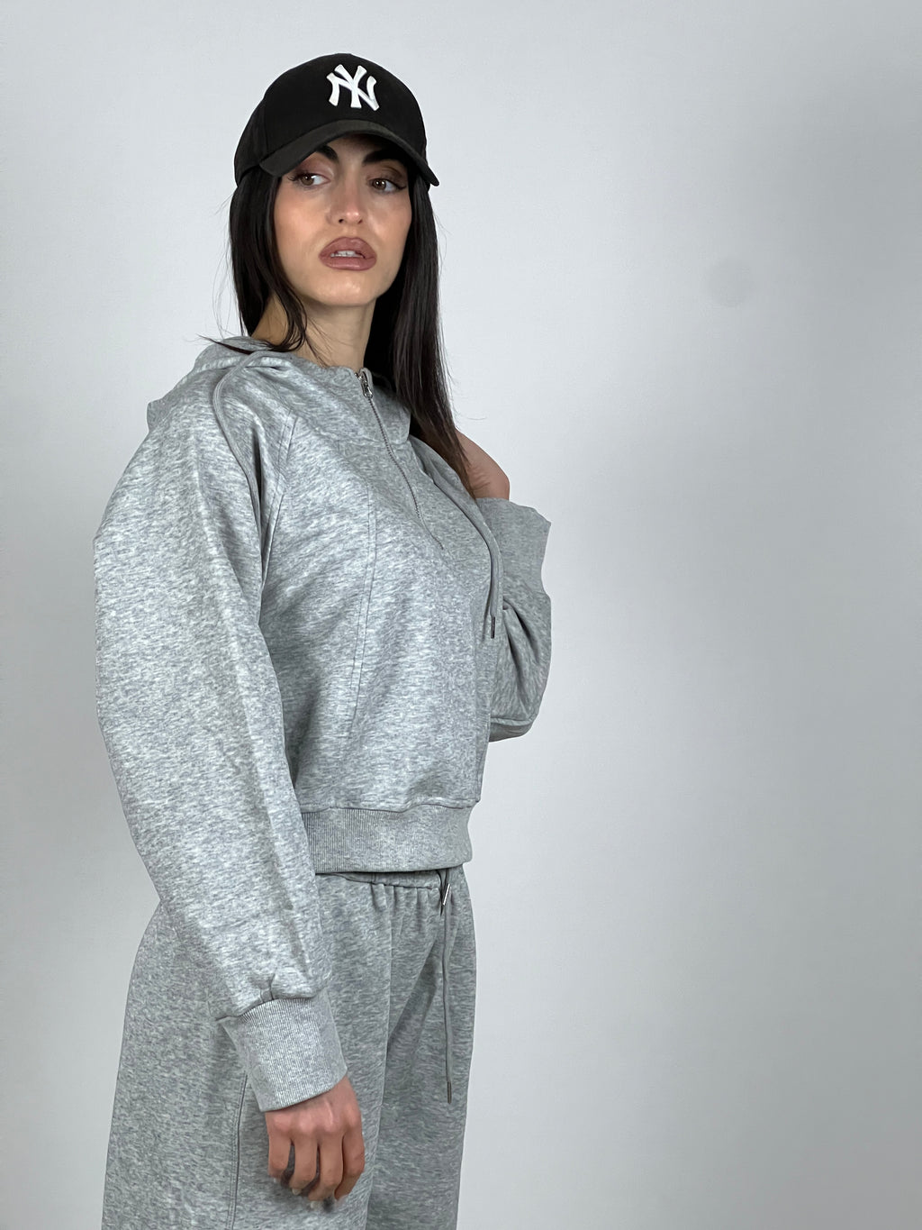 Completo felpa + pantalone palazzo col. Grigio