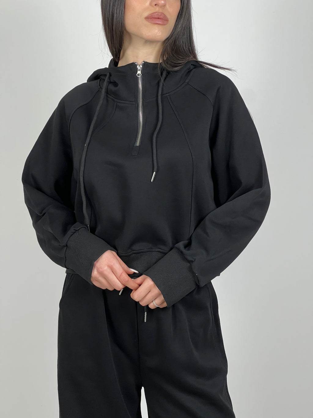 Completo felpa + pantalone palazzo col. Nero