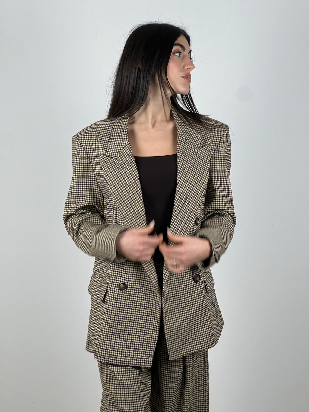 Giacca pied de poule by Lumina col. Cammello