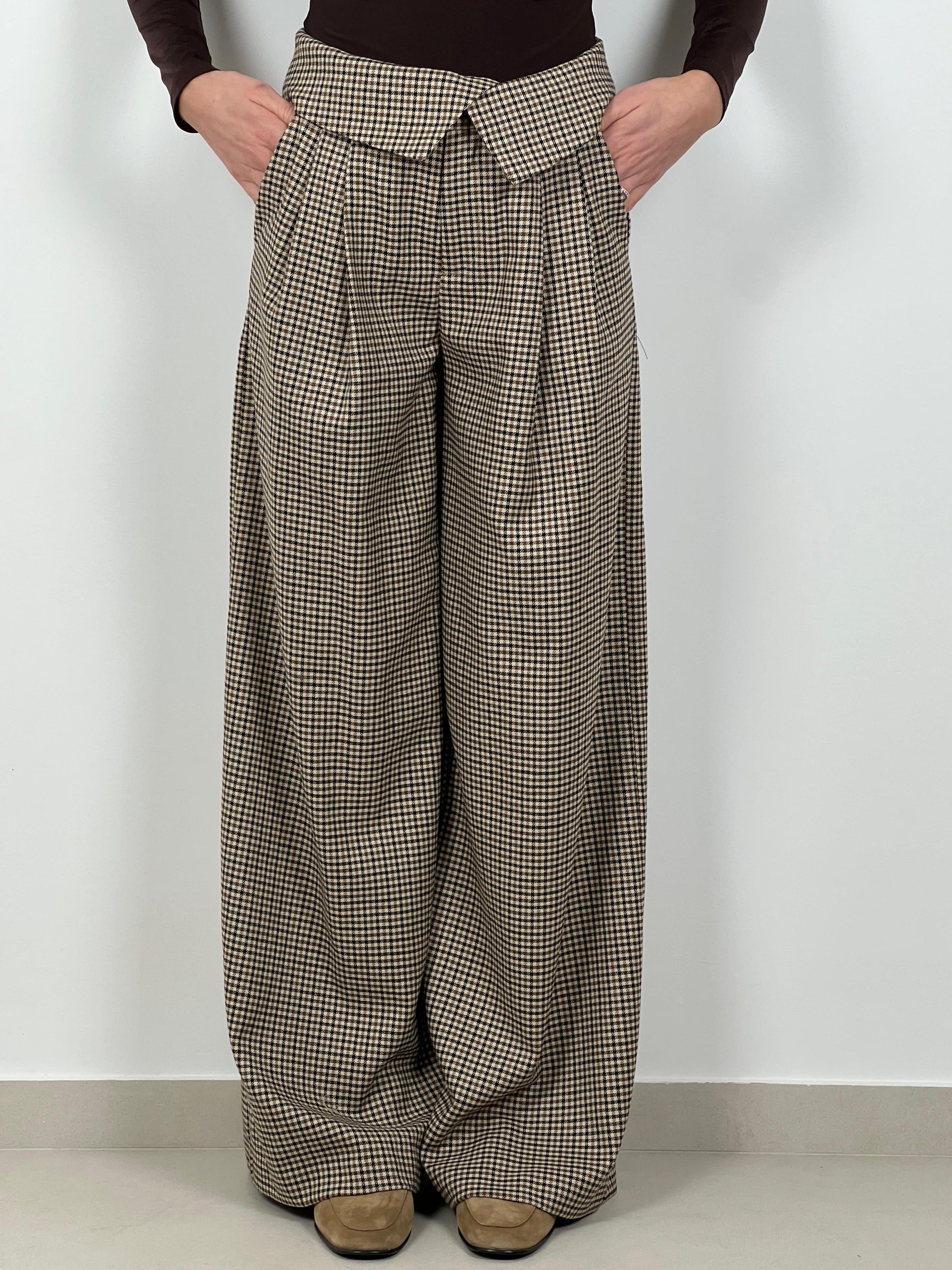 Pantalone pied de poule by Lumina col. Cammello