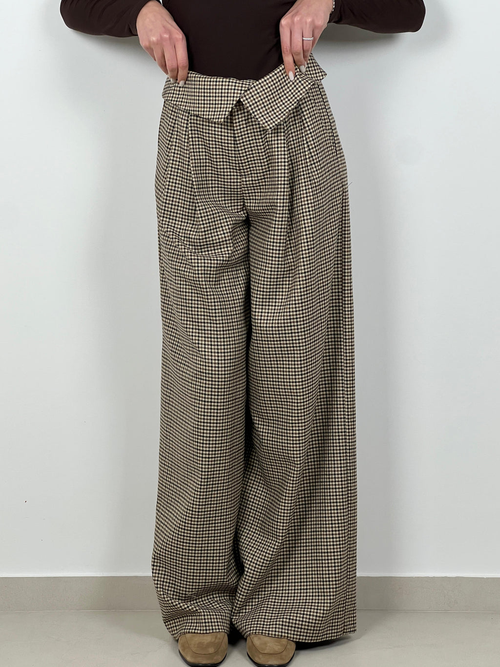 Pantalone pied de poule by Lumina col. Cammello