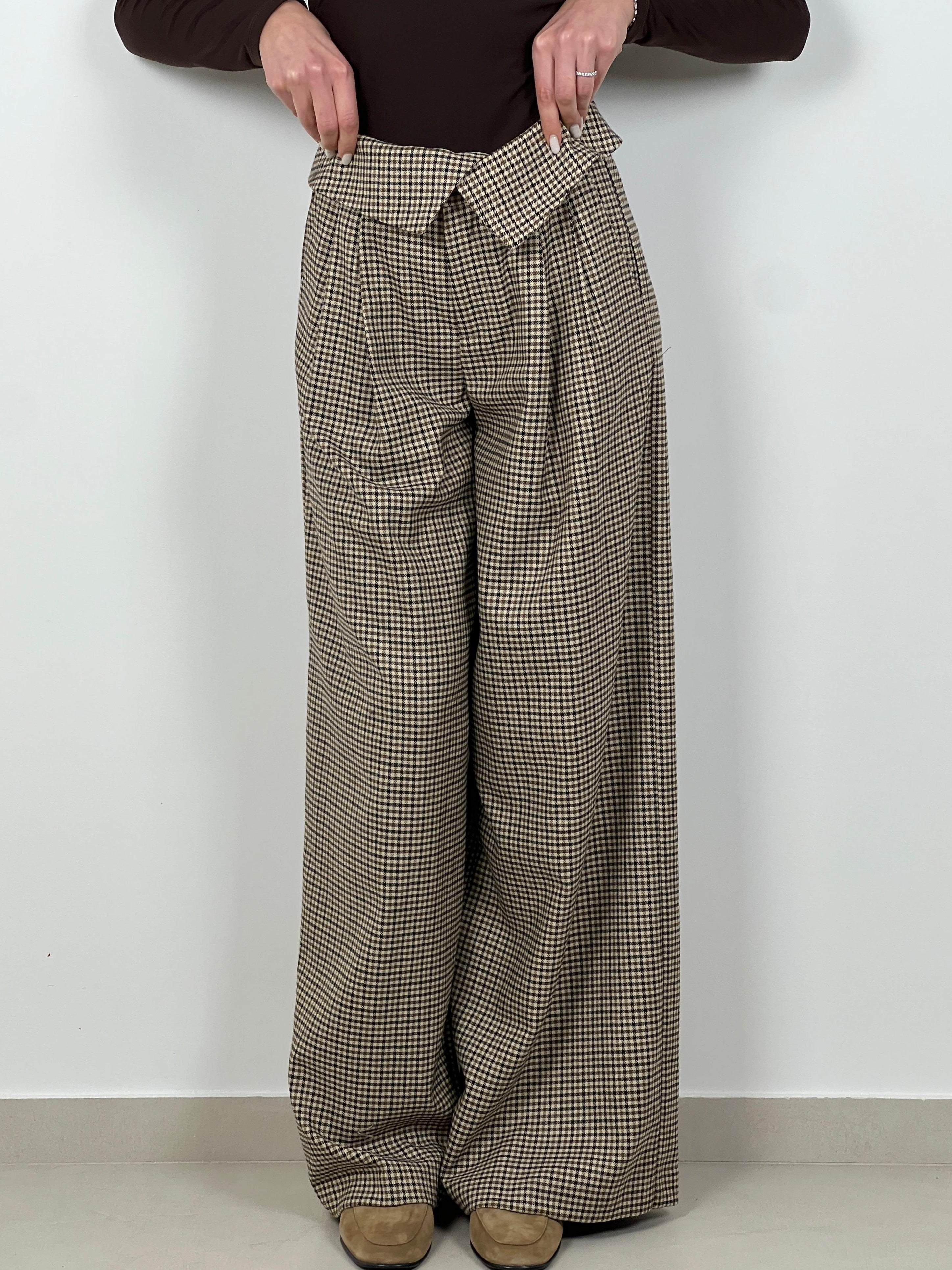 Pantalone pied de poule by Lumina col. Cammello