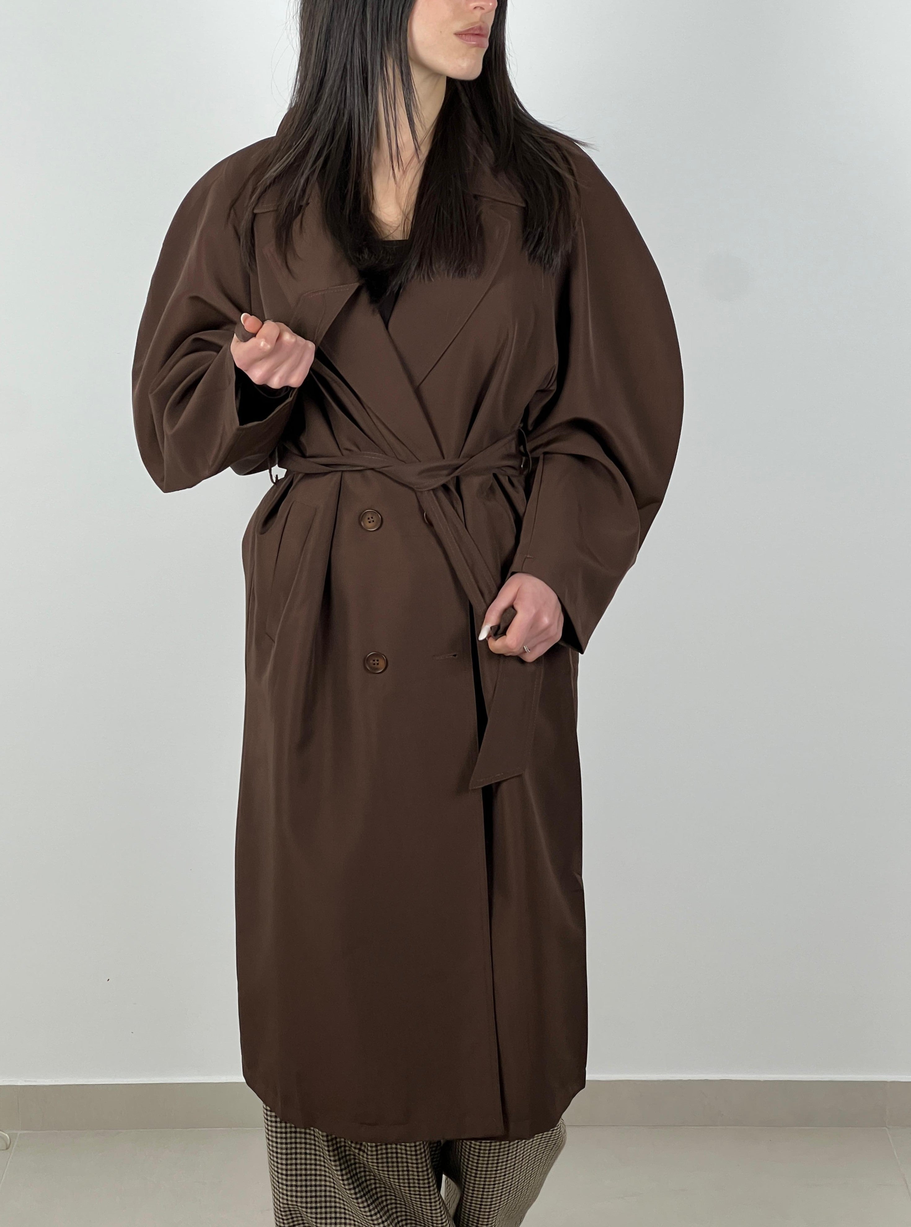 Trench con manica a ovetto col. Marrone